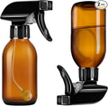 Tecohouse 360° 4 OZ Amber Glass Spray Bottles, 2 Pack Empty Refillable Containers with Adjustable Spray Nozzles, Dark Spray Bottles for Cleaning Solutions, Plants, Hairs