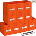 artsdi 11x11 storage cube bins (Set of 10) Foldable Fabric storage cubes with 10 Labels Window Cards & a Pen,11 inch cube storage bin,Closet Organizers for Shelves,Cubby Organizer Boxes,Orange