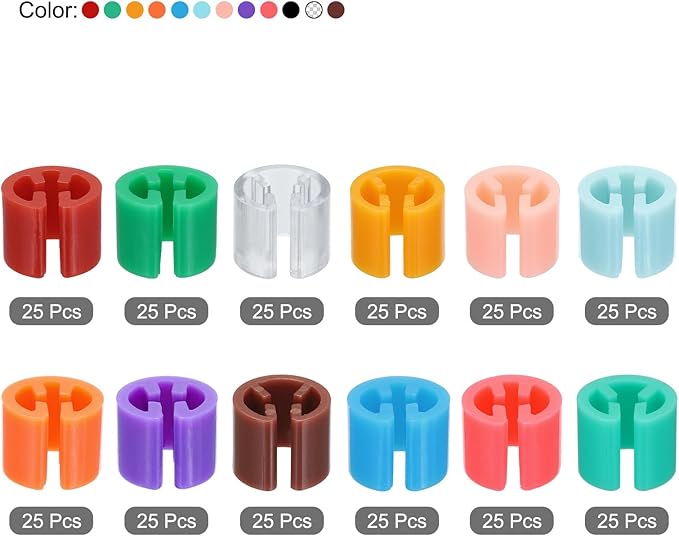 MECCANIXITY Clothes Hanger Markers Blank Tag, Fit 3.5mm Rod for Garment 12 Color, 300pcs