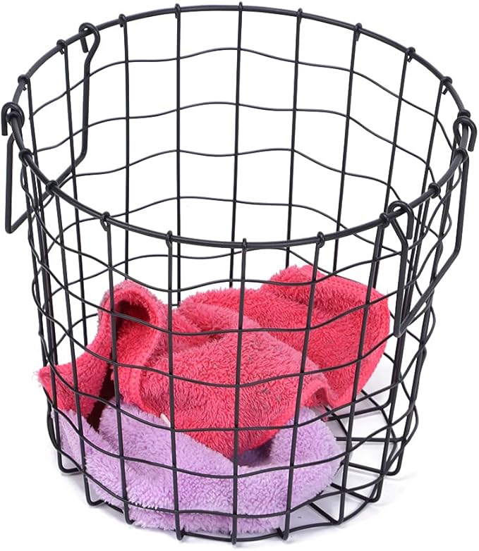 Iron Wire Laundry Hamper, Nusery Storage Basket Bin, Bathroom Iron Dirty Clothes Laundry Basket Storage Holder Organizer, Laundry Sorter Clothes Basket Organizer