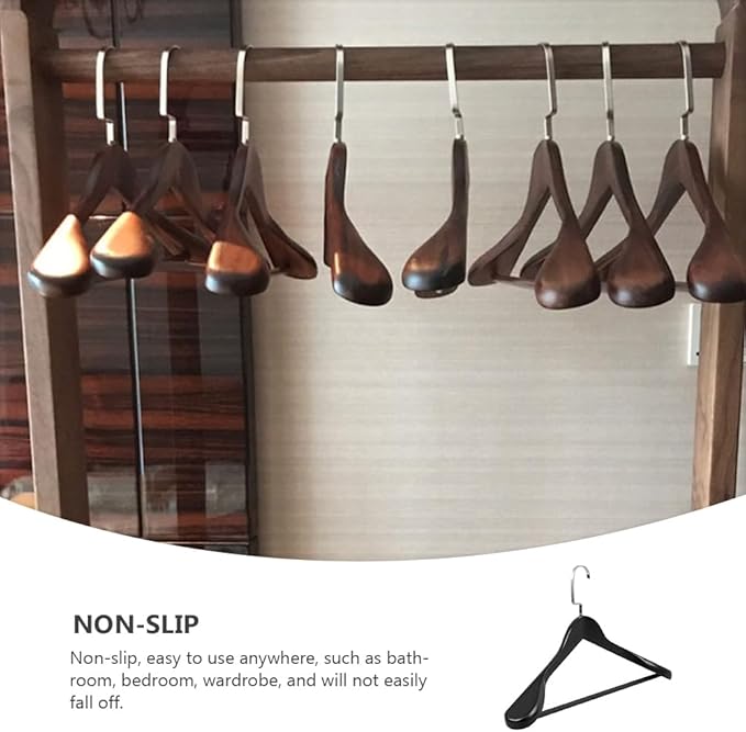 Hemoton Solid Wood Coat Rack Thick Wide Hanger Non-Slip Clothes Drying Rack for Home Bedroom Closet Storage