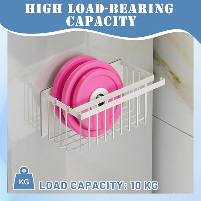 Magnetic Basket Storage Rack, White Multi-Functional Magnetic Rack, Magnetic Clothes Drying Ball Storage Rack, for Office Documents, Packaging Foil, Spices,Plastic Food Hook Boards