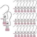 Hangers Clips,Stainless Multi Function Clip Hooks,Laundry Hanging Hooks Clips,Closet Hangers,Boot Clips， Hats Clips,Socks Clips,Pants Clips, Bras Clips (30, Pink)