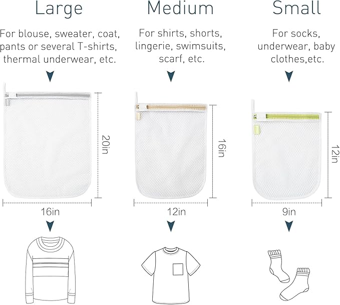 Mesh Laundry Bags, Washing Machine Wash Bags, Reusable and Durable Mesh Wash Bags for Delicates Blouse, Hosiery, Underwear, Bra, Lingerie Baby Clothes - 5 Different Size