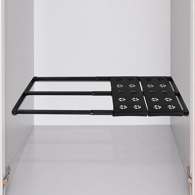 Expandable Closet Shelf, 16-24 Inches Metal Closet Rod Organizers and Storage Shelves Space Saving DIY Divider Separator for Cabinet Wardrobe