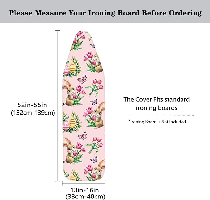 Cute Bunny Ironing Board Cover Butterfly Ironing Board Pad Protective Cover Iron Board Cover Accessories Replacement Tablecloths with Elastic Edge Washable