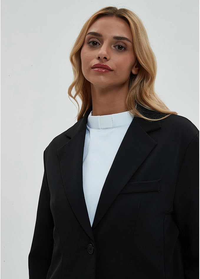 BLESSI Unisex Clergy Tab Collar Dickey Clerical Dickey Bib Collar with Insert White Collar Tab