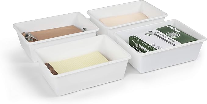 Humble Crew Toy Storage Bins for Kids, Set of 4, White, Large - Sturdy, Colorful Plastic Storage Bins for Classroom, Playroom, Nursery, and More - Premium Toddlers Toy Organizer Bins