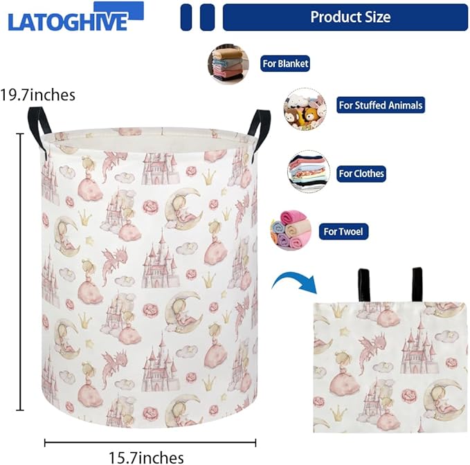 Baby Laundry Hamper kids laundry Basket Waterproof Laundry Bag for Bedroom Toy Clothes Organizer Room Décor(Castle)
