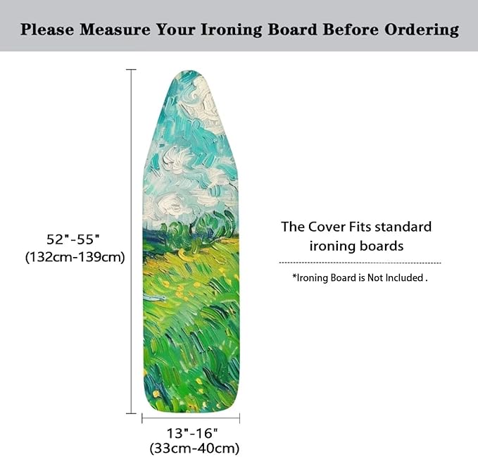 Flashideas Van Gogh Wheatfield Ironing Board Cover and Pad Standard Size Ironing Board Cover and Pad Ventilate Extra Wide Ironing Pad for Table Modern Design