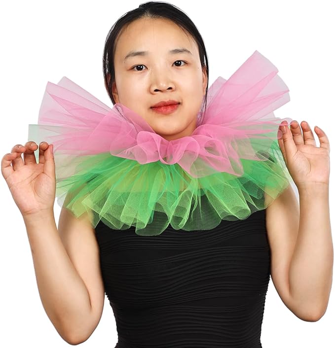 BLESSUME Victorian Retro Mesh Neck Ruff Ruffle Collar Layered Clown Neck Collar