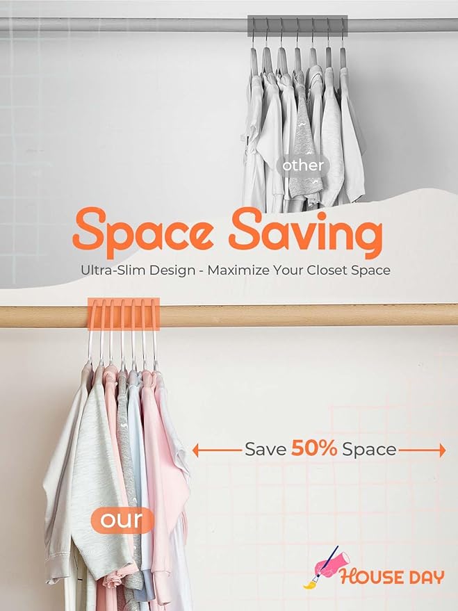 HOUSE DAY Premium Baby Hangers 120 Pack, 11 Inch Kids Plastic Hangers White, Slim Childrens Hanger for Infant, Toddler, Child Clothes, Non-Slip Sturdy and Durable Baby Clothes Hanger for Closet