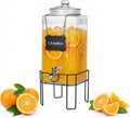 1.5 Gallon Glass Drink Dispenser, Drink Dispensers for Parties, Beverage Dispenser with Stand and Glass Lid, 100% Leakproof Spigot, Ideal for Lemonade, Juice, Iced Tea, Laundry Detergent