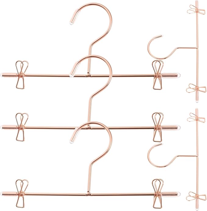 Luxshiny 5Pcs Mini Clothes Hangers, Metal Outfit Hanger Decorative Miniature Hangers Ornaments Clothes Accessories (Rose Gold)