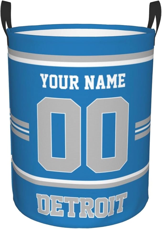 Custom Detroit Laundry Hamper Personalized Laundry Basket Customized Name And Number Collapsible Storage Basket for Bedroom Bathroom Living Room Gifts