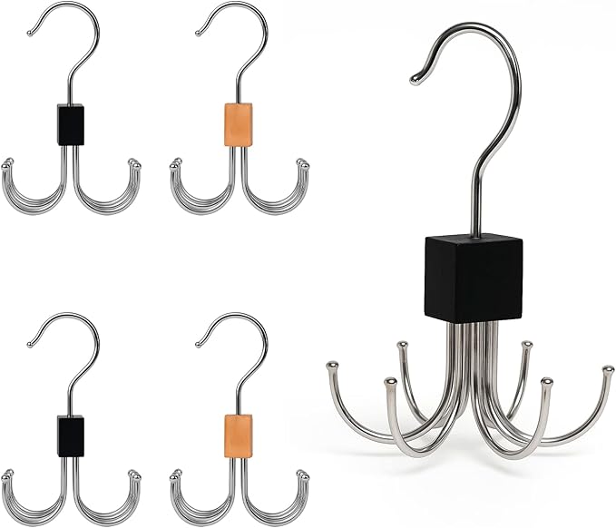 4-Pack Tank Top & Bra Hangers, 360° Rotatable Metal Organizer with Claw Design, Space-Saving Closet Hooks for Bras, Scarves, Purses, and Accessories
