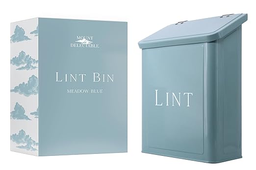 Magnetic Lint Bin for Laundry Room, 2.5L Capacity, Laundry Trash Can, Meadow Blue, Wall Mounted, Satisfaction Guarantee