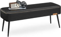 VASAGLE EKHO Collection - Bench for Entryway Bedroom, Synthetic Leather with Stitching, Ottoman Bench with Steel Legs, Living Dining Room, Mid-Century Modern, Loads 660 lb, Ink Black ULOM076B01