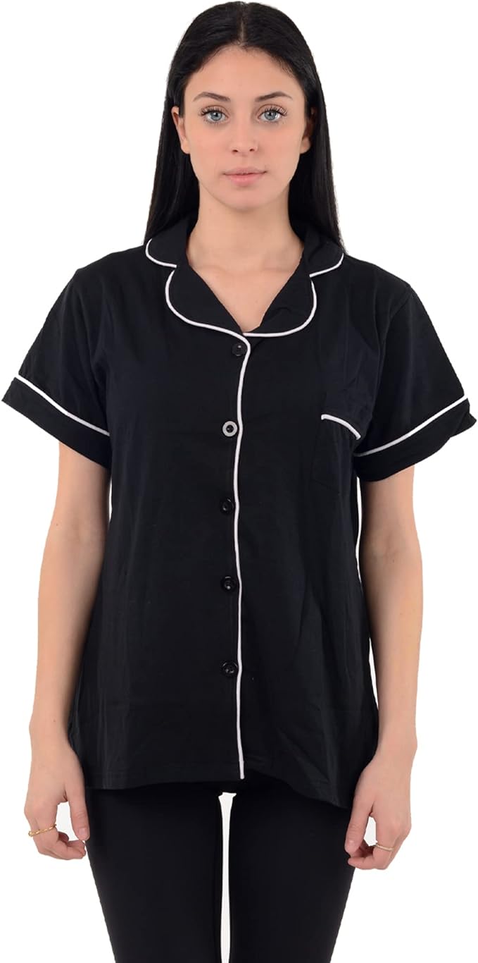 USBD Post Mastectomy Shirt with Drain Pockets Lapel Collar Post Op Button Down Recovery Tops
