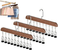 Hats Hangers with 10 Clips,Space Saving Cap Organizer for Closet,Wooden Legging Hangers 3 Pack,360° Rotating Hanging Closet Organizer for Pants, Skirts and Socks Storage (Set of 3,Vintage)