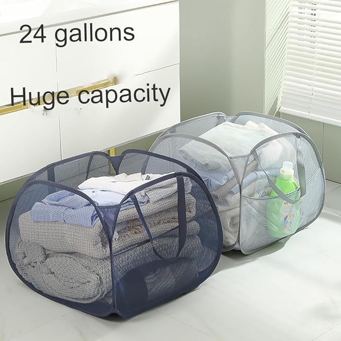 Mesh Laundry Basket,Foldable Mesh Laundry Basket,Simplized Popup Laundry Hamper,90L/24 gallons (black)