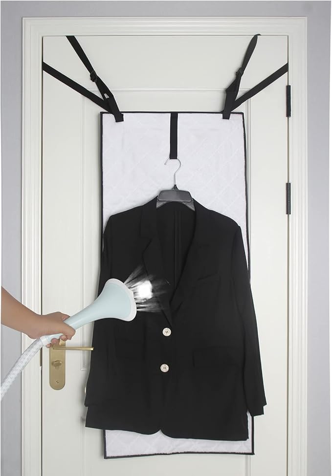 Dual-Sided Over the Door Vertical Steamboard Press Pad for Handheld Steamer, with Hanging Garment Bag for Closet Storage(double side)