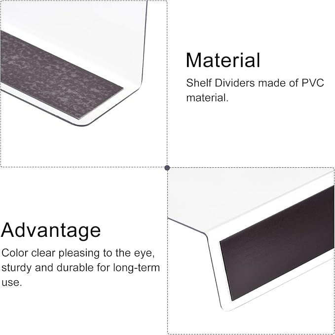 MECCANIXITY L Type Shelf Dividers, PVC Clear Closet Shelf Separator Organizer Clapboard for Cabinet Supermarket with Magnetic Strip 28 x 4 x 12cm Pack of 4