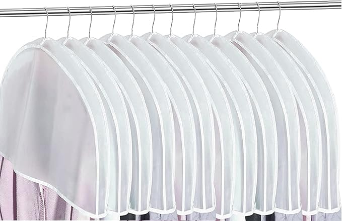 12PCS PEVA Garment Shoulder Covers for Clothes, Breathable Protective Shoulder Cover, Clear Hanging Garment Protectors Dust Covers for Suit, Jackets, Coats, Dress Closet Storage