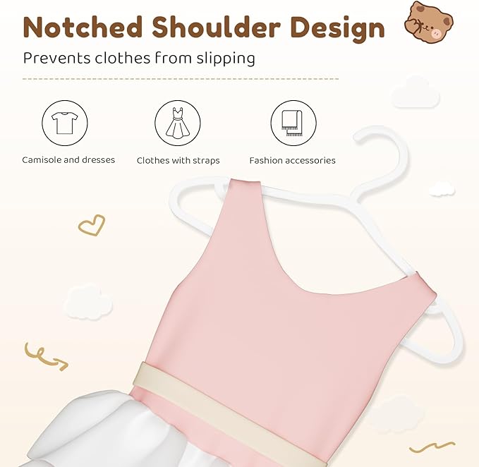Plastic Kids Hangers - 50 Pack Non-Slip Baby Clothes Hangers for Closet, Toddler & Newborn Clothing Pants, Skirts, Coats (White)