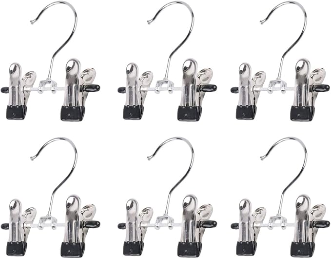 Double Adjustable Clips Boots Hangers,Space Saving Boots Socks Bags Hanging Clips Boot Holder Boot Organizer,Set of 6