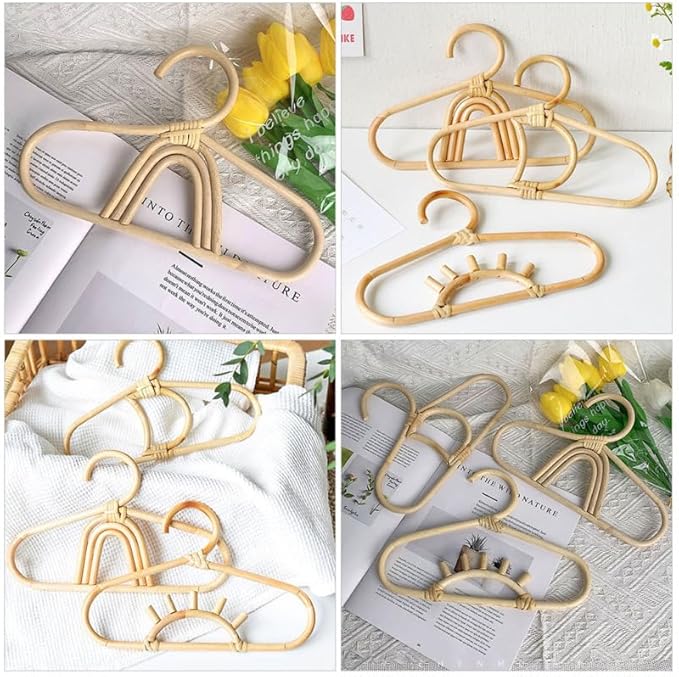 Rainbow Rattan Baby Clothes Hanger Compact Kids Organizer for Infant Clothing Nursery Closet Storage
