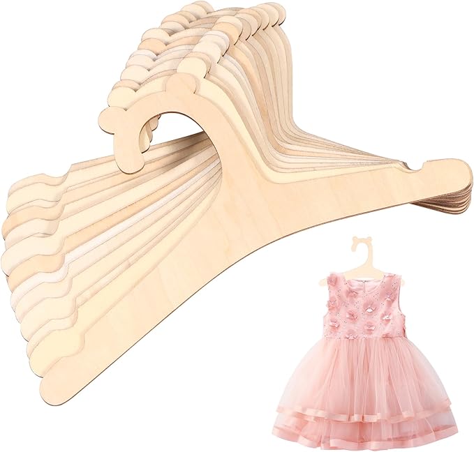 20Pcs Wooden Kids Hangers 9 inch Reusable Smooth Wooden Kids Hangers Cute Bear Baby Nursery Closet Hangers Newborn Hangers for Baby Toddler Kids Clothes Pants