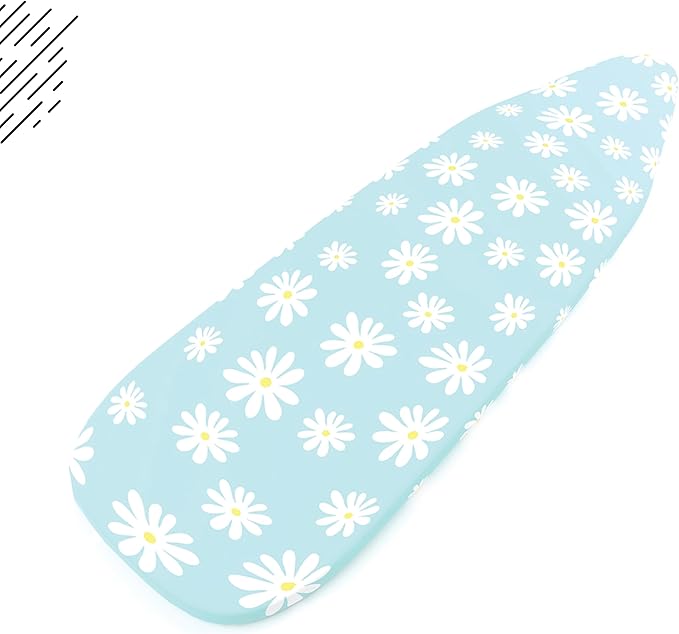 Encasa XO Ironing Board Cover and Pad 42"x14" - Thick 3mm Felt Padding, Drawstring Tightening & Lock, Easy Fit, Scorch & Stain Resistant, Fits Medium Ironing Board - Daisy Blue