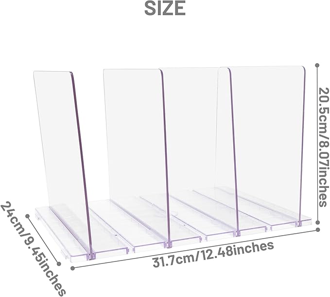 Gift Bag Storage Organizer, Acrylic Clear Shopping Bag Organizer, Adjustable Shelf Divider Bag Organizer for Small Closet, 1 Pack