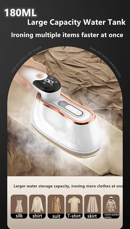 2 In 1 Portable Ironing Machine, Handheld Clothing Steam Iron, 1200W +15 Seconds Fast Heating,180°Rotation, LCD Display Ironing Mode, 7-Hole Pressurized Steam
