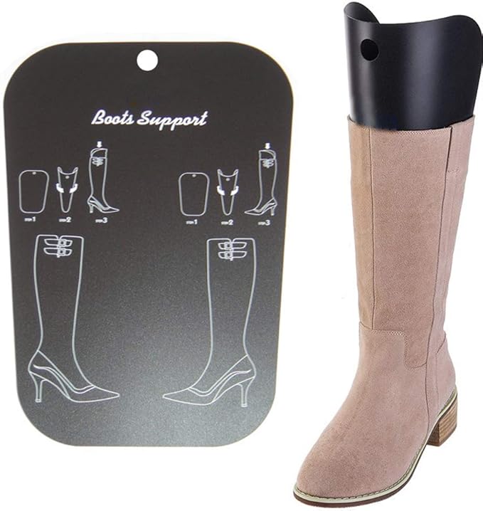 QUUPY 2 Pairs 18 Inch Long Thicken Plastic Shoe Shaper Holder Shoe Trees Stretcher Inserts Tall Boot Automatic Stand Support No Print for Women Over-The-Knee Boots Knee High Shoes (Black)