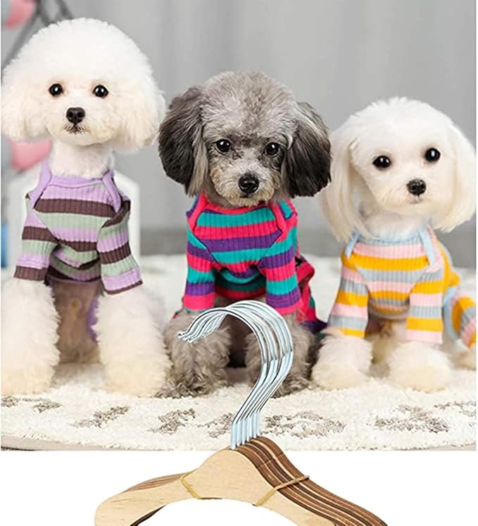 5 Pack Wooden Hangers, Dog Clothes Hanger 8.6 inch - Little Hangers for Doll Dress Clothes Gown Outfit Holders Accessories (L)
