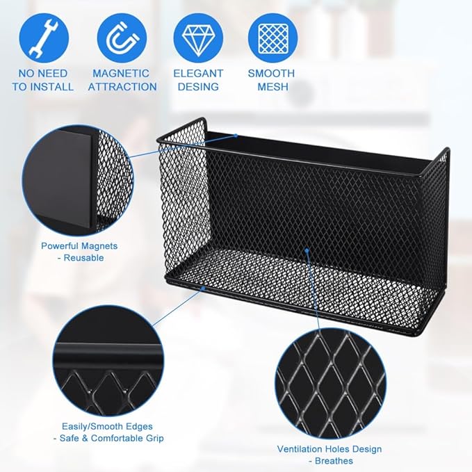 Picowe Magnetic Shelf for Fridge, Aluminum Foil & Plastic Wrap Holder Organizer for Refrigerator, Magnetic Laundry Organizer for Washer /Dryer, Fridge & Small Spaces (Black)