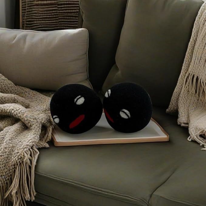 Wool Dryer Balls Pack of 6 XL,Reusable New Zealand Natural Fabric Softener,Saves Drying Time, Handmade Dryer Balls-Updated Version(Made of The Latest Shearing) 3 Inch Black (Pack of 6)