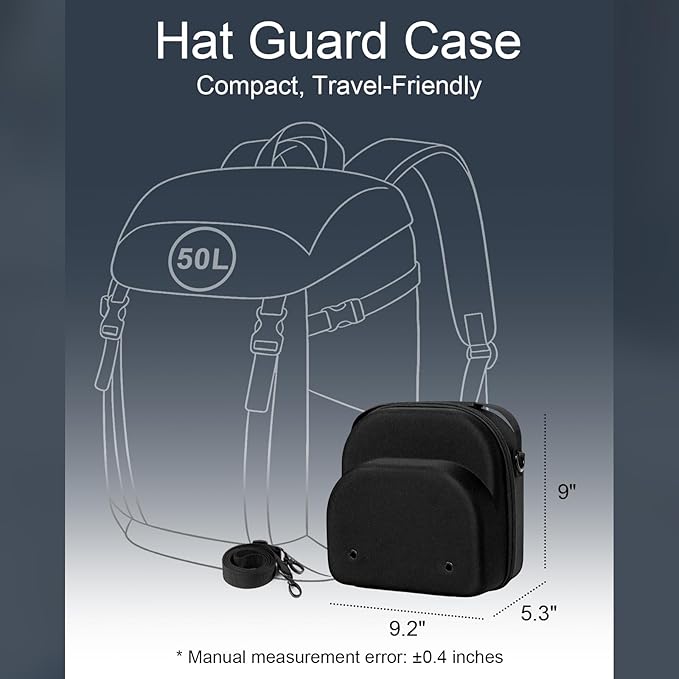 Small Hard Hat Travel Case for Baseball Caps - Crush Proof Cap Carrier for 3 Hats, Hat Storage Organizer with Adjustable Shoulder Strap and Handle, for Travel & Home Use