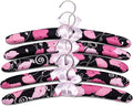 Anti-Slip Satin Padded Clothes Hangers with Rotatable Hooks No Shoulder Bump for Women Heavy Sweaters, Coats, Suits, Floral Pattern with Satin Bow, 360° Swivel Hook, Set of 5 (Pink)