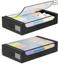 PayLessHere 2 Pack Under Bed Storage with Wheels 53L Under Bed Storage Containers with Clear Lids Clothes Organizer Underbed Rolling Underbed Storage for Clothes, Shoes, Blankets,Black