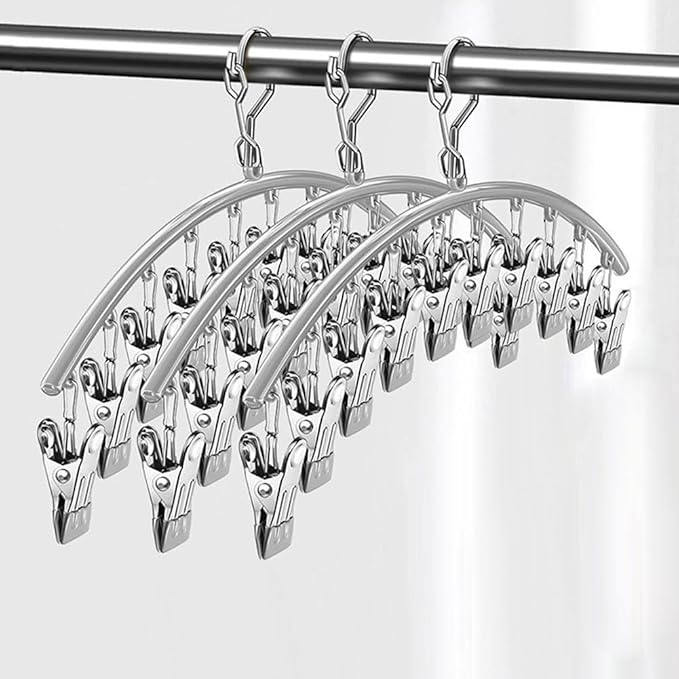 Legging Organizer for Closet,Upgrade Skirt Pants Hangers with Clips, Metal Yoga Pants Hangers 5 Pack w/10 Clips,Hangers Space Saving Closet Organizers w/Rubber Coated Closet Organizers(Gray)