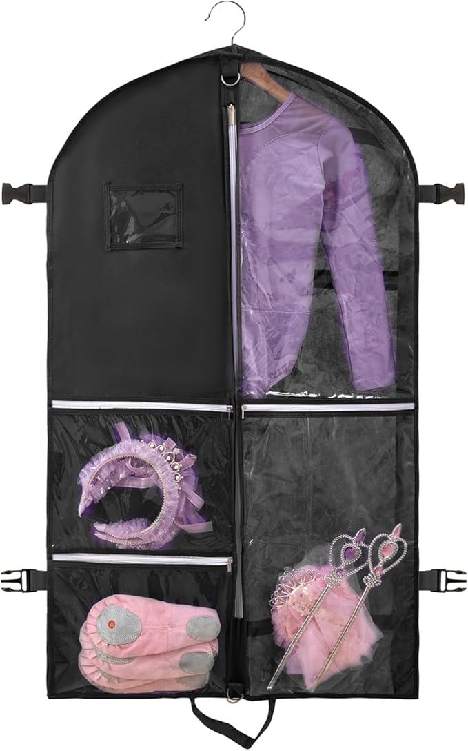 1 Pack Garment Bag for Dance Costumes,40 Inch Dance Garment Bags for Dancers Kids Dance Recital Bags Competition Cheer Uniform Garment Bag for Travel Storage,Dance Recital Gifts for Girls