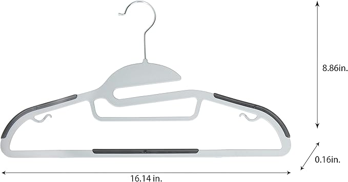 Simplify 24 Pack Ultimate Hanger | S-Shape Collar Saver | Ultra-Thin | Non-Slip | Accessory Bar | Belts | Scarves | Ties | Tank Top | Closet Organization | White