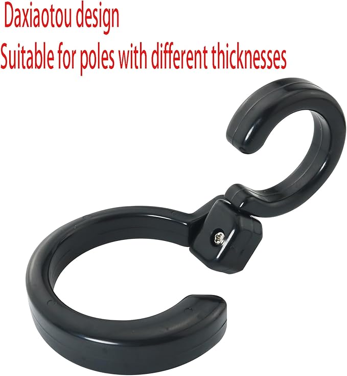 2PCS Rotating Folding S Hook 360 Degree Foldable Multi-Functional Hook 3.9x1.2x1 inches Portable Plastic Hanging Hook Clothes Hanger for Indoor and Outdoor Use Home Kitchen Garage Black