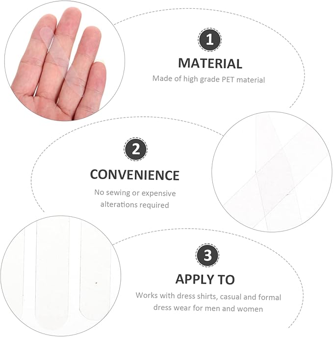 VICASKY 300pcs Transparent Shirt Collar Stays Stiffener Inserts for Dress Shirts Maintain Crisp Collars All Day for Businessmen and Formal Wear