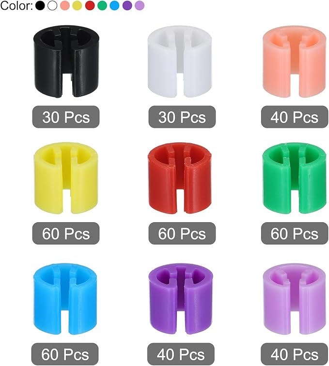 MECCANIXITY Clothes Hanger Marker 4XL/3XL/2XL/XL/L/M/S/XS/XXS Size Tag Fit 3.5mm Rod for Garment Clothing Color Coding, Pack of 420