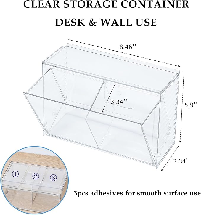 Clear Dishwasher Detergent Dispenser Holder, Large Adhesive Under Sink Door Storage and Organizer for Kitchen and Bathroom, Plastic Laundry Pods Box