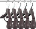 Suit Hangers for Men 6 Pack, Brown Coat Hangers Extra Wide Non Slip Width 17.7", Thick Plastic with Pants Bar & Metal Hook